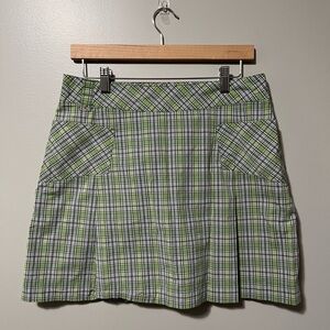 Lole Green Plaid Water Repellent Quick Dry Skort